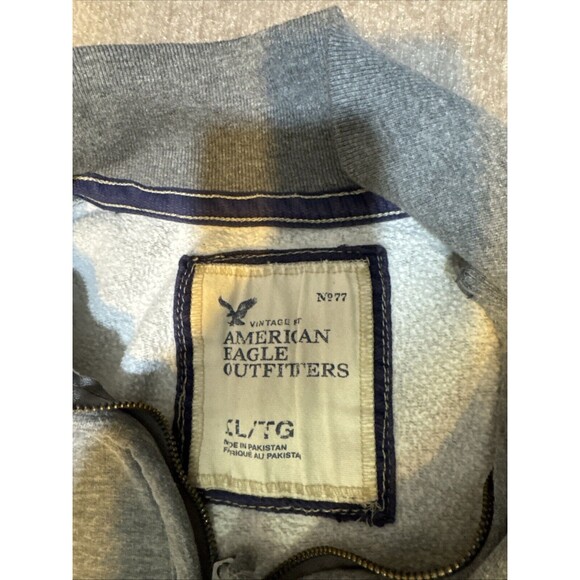 AEO 1/4 zip Men XL Fleece Sweatshirt Kangaroo Pocket Mock Neck Collar Applique - Picture 5 of 6